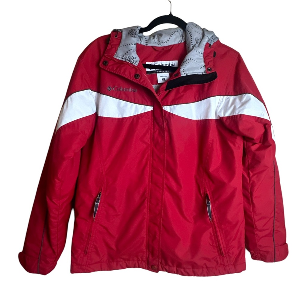 COLUMBIA Red Winter Snow Jacket Water Resistant Fleece Lined Women’s Size Medium